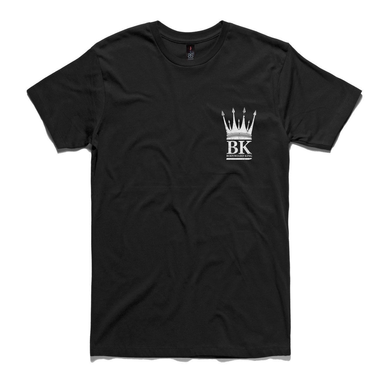Bodyboard King Crown T Shirt - Black Front Print - BODYBOARD KING